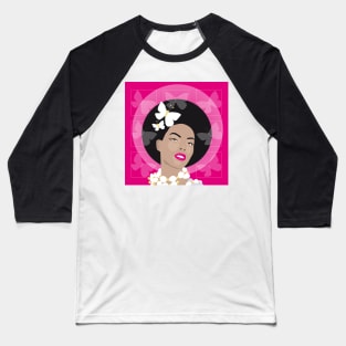 Girl with Afro and Butterflies Baseball T-Shirt